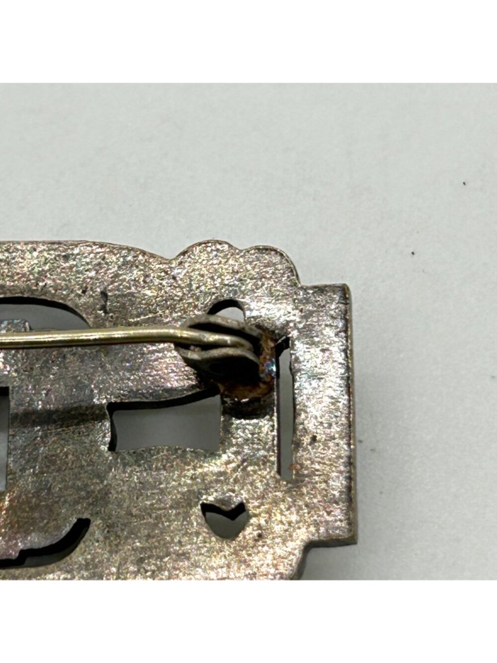 Vintage Art Deco Style Rhinestone Brooch Silver Tone GeometricTrombone Clasp - Picture 8 of 13